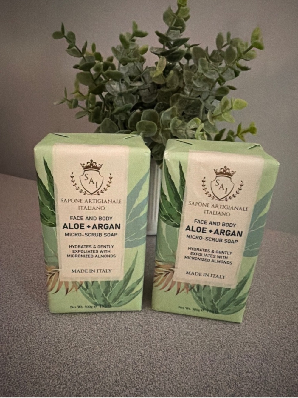 SAI Artisan ALOE + ARGAN Almond Face & Body Hydrating Micro-Scrub Soap